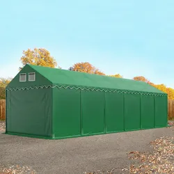 TOOLPORT  4x12 m Lagerzelt, PVC-Plane, dunkelgrün, mit Bodenrahmen, ohne Statik - (37650)