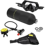 VGEBY Tauchflaschen-Set, 1 L Unterwasser-Sauerstoffflaschen-Set, Tragbares Mini-Tauchflaschen-Set mit Entlüftungsventil, Tauchergurt, Taucherbrille, Geeignet für Tauchbegeisterte (Black)