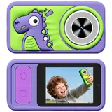 Kinderkamera-Spielzeug, Dinosaurier-Kamera für Kinder im Alter von 3–12 Jahren, Weihnachts-/Geburtstagsgeschenke für Jungen und Mädchen, 7,6 cm IPS-Bildschirm, Kinder-Digitalkamera (lila)