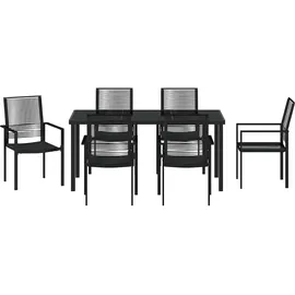 vidaXL Garten Essgruppe 7 pcs Schwarz PVC-Rattan