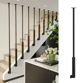 CHZDPP Geländer Treppengeländer Anpassbare Treppenbaluster Eisen Schwarz für Innen, Moderne Deck Baluster für Häuser Dekorativ, Gold/Weiß Geländersäule für Dachboden/Korridor(Black,0.6m/23.6in/2ft)