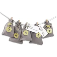 Frau Wundervoll DIY Adventskalender zum Befüllen Schneeflöckchen Stoffbeutel grau,