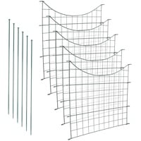 SWANEW Teichzaun,steckzaun,Gartenzaun Metall,Freigehege,Zaun,Gitterzaun,gehege kaninchen,zaun für hunde, Zaun Teich 11tlg 5 Zaunelemente und 6 Befestigungsstäben (Unterbogen)