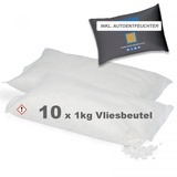 Luft-Entfeuchter Granulat Nachfüllpack 10 x 1 kg inkl. 1x Autoentfeuchter Kissen mit Sättigungsanzeige Raumentfeuchter ohne Strom