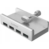 ORICO USB 3.0 Hub 4 Port, Aluminium SuperSpeed Daten hub Mit Extra Netzteilanschluss Port für Desktop Computer, MacBook, MacBook Air/Pro/Mini(Silber)
