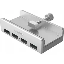 ORICO USB 3.0 Hub 4 Port, Aluminium SuperSpeed Daten hub Mit Extra Netzteilanschluss Port für Desktop Computer, MacBook, MacBook Air/Pro/Mini(Silber)