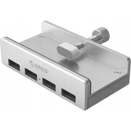 ORICO USB 3.0 Hub 4 Port, Aluminium SuperSpeed Daten hub Mit Extra Netzteilanschluss Port für Desktop Computer, MacBook, MacBook Air/Pro/Mini(Silber)