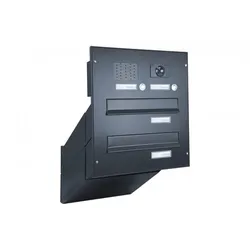 2er Kamera Durchwurfbriefkasten in RAL 9005 - Tiefe 33-50 cm - D-042