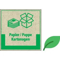 Abfallkennzeichen Papier/Pappe,mit Symbol und Text,KRO,Graspapier,200x200mm