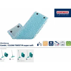 Leifheit 2er Set Wischbezug CLEAN TWIST M super soft 33 cm für Parkett, | Holzböden
