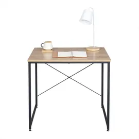 Woltu - Holz mit Eisen-Gestell Computertisch Bürotisch Schreibtisch PC Tisch Arbeitstisch Esstisch Große Desktop Design, Heller Eiche+schwarz