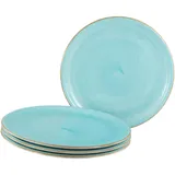 CreaTable, 34045, Serie Vintage Nature Aqua, 4-teiliges Geschirrset für 4 Personen, Pizzateller aus Porzellan, spülmaschinen- und mikrowellengeeignet, Made in Europe