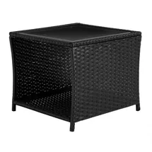 Woltu Gartentisch Polyrattan Schwarz