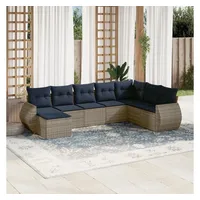 vidaXL Gartensofa-Set 8-tlg. grau Polyrattan