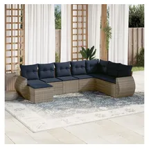 vidaXL Gartensofa-Set 8-tlg. grau Polyrattan