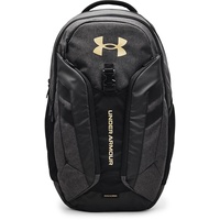 Under Armour Unisex Ua Hustle Pro Backpack, Black Medium Heather (004)/Metallic Gold, One Size