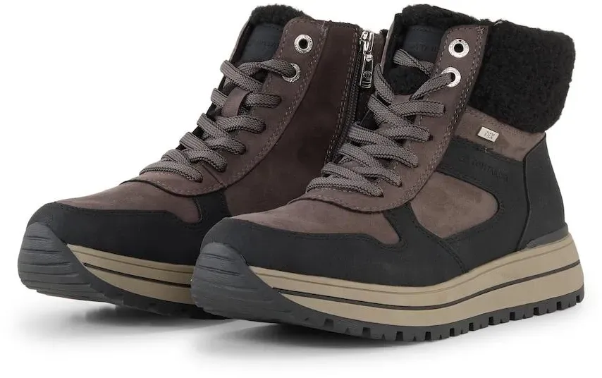TOM TAILOR Damen Wasserfeste Stiefeletten mit Plateau-Sohle, schwarz, Uni, Gr. 36