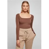 URBAN CLASSICS Ladies Organic Longsleeve Body - Braun