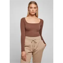 URBAN CLASSICS Ladies Organic Longsleeve Body - Braun