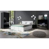 Schlafzimmer Komplett Set 5 tlg LABRI Weiss- Schwarz Hochglanz