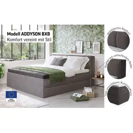 LeGer Home by Lena Gercke Boxspringbett "Addyson", silber, B:190cm L:230cm, 100% Polyester, LEGER HOME BY LENA GERCKE, Komplettbetten, Boxspringbett, Boxspringbett inkl. Topper, 2 Matratzen