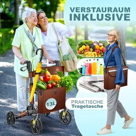 Kesser Leichtgewicht Rollator faltbar mit Sitz Braun