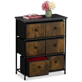 Relaxdays Schubladenkommode 60 x 73 x 32 cm Anthrazit/Braun/Schwarz