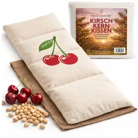 strauss home Strauss Home® Kirschkernkissen groß – mikrowellengeeignetes Wärmekissen – gegen Verspannungen von Nacken und Schultern oder Koliken – natürliche Kirschkerne – abnehmbarer, waschbarer Bezug – 20x50 cm
