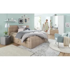 Sofa.de Boxspringbett mit Bettkasten Earl ¦ beige ¦ Maße (cm): B: 200 H: 110