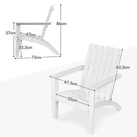 Costway Adirondack Gartenstuhl 73 x 73 x 85 cm weiß