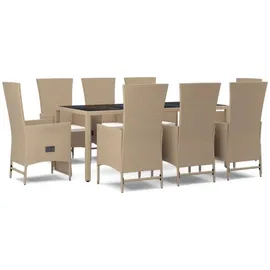 vidaXL Garten-Essgruppe 9-tlg. Beige