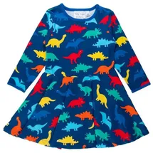Toby Tiger Skater Kleid mit buntem Regenbogen Dinosaurier Print in bunt 98