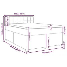 vidaXL Boxspringbett 140 x 200 cm Hellgrau