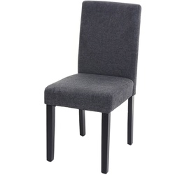 Esszimmerstuhl Littau, Küchenstuhl Stuhl, Stoff/Textil ~ anthrazitgrau, dunkle Beine