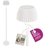 BRILONER - Riffle LED Stehlampe kabellos IP44 mit Touch, dimmbar, Memoryfunktion, Akku tauschbar, Akku Stehleuchte, Leselampe, Wohnzimmerlampe, German Design Award Winner 2025, 19x124 cm, Weiß