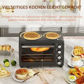 Homcom Minibackofen mit Warmhalteplatten, Backblech und Grillrost Pizzaofen mit Krümelblech, Sc... - Mini Backofen 100-230°C 60 Min. Timer Inkl.