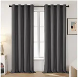 Deconovo Blickdicht Gardinen mit Ösen für Schlafzimmer Thermogardinen Vorhang Blackout Curtains, 245x140 cm(HöhexBreite), Dunkelgrau, 2er Set