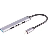 S-Impuls S/CONN USB-Hub 13-50002, silber, 4 USB 3.0 / 2.0 Ports, Anschluss-Stecker USB-C