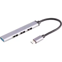 S-Impuls S/CONN USB-Hub 13-50002, silber, 4 USB 3.0 / 2.0 Ports, Anschluss-Stecker USB-C