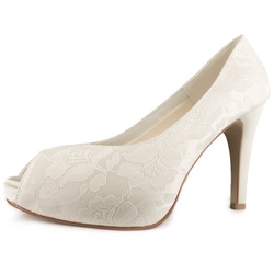 White Lady 715 Vintage Peeptoe-Pumps mit verstecktem Plateau Peeptoepumps beige 38