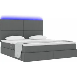 vidaXL Bett mit Stauraum und LED Dunkelgrau 160 x 200 cm