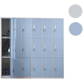 Mendler Schließfach Boston T829, Schließfachschrank Wertfachschrank Spind, Metall 18 Fächer ~ blau