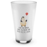 Mr. & Mrs. Panda Glas Pinguin Luftballon - Transparent - Geschenk, Latte Macchiato, Glas, C, Premium Glas, Edles Matt-Design