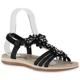 Stiefelparadies Damen Riemchensandalen in Schwarz,