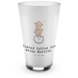 Mr. & Mrs. Panda Glas Bär Einrad fahren - Transparent - Geschenk, Latte Macchiato, Danke, C, Premium Glas, Einzigartige Designs