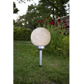 Star Trading Kugelleuchte Kunststoff, Metall 37,0 cm Ø 20 cm inkl. Erdspieß weiß