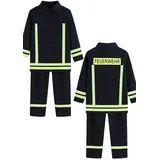 Foxxeo Feuerwehr Kostüm für Kinder - verschiedene Größen von 92 bis 158 - Feuerwehrmann Kostüm für Jungen Fasching Karneval, Größe 104-110