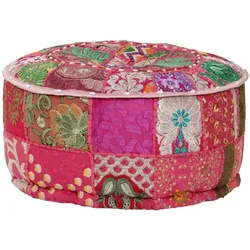 vidaXL Patchwork Sitzpouf Rund Baumwolle Handgefertigt 40x20 cm Rosa