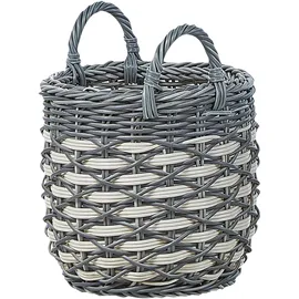 Beliani Blumenkorb 3er Set 49 x 37/39 x 30/31 cm Grau/Weiß