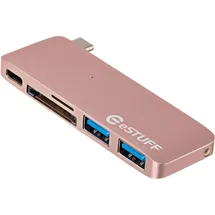 ESTUFF Allure Series - Hub - 2 x SuperSpeed USB C Slot-in USB-C 5 Ports), Dockingstation USB Hub, Rosa
